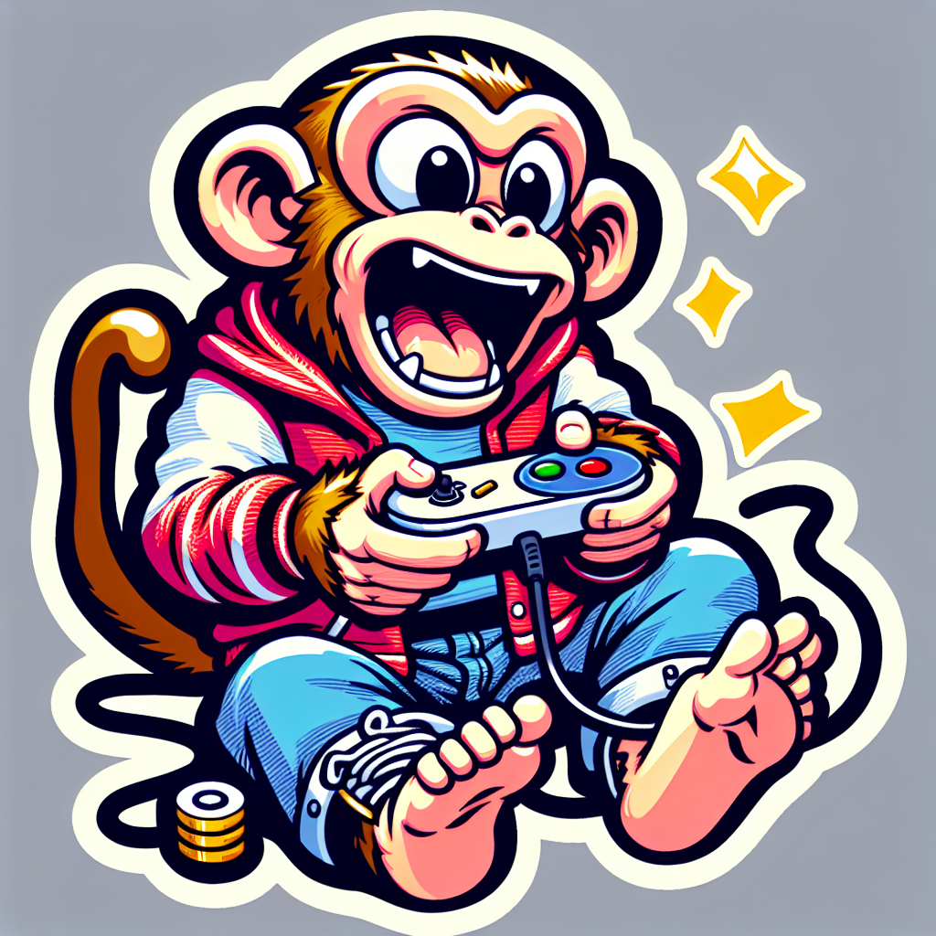 monkey playing video games ai sticker